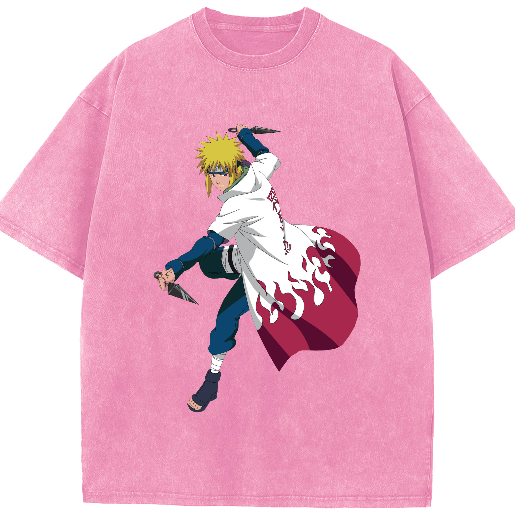 （画像用） NARUTO -ナルト- 波風 ミナト Namikaze Minato 綿100% ヴィンテージ風 半袖Tシャツ（フロントプリント）